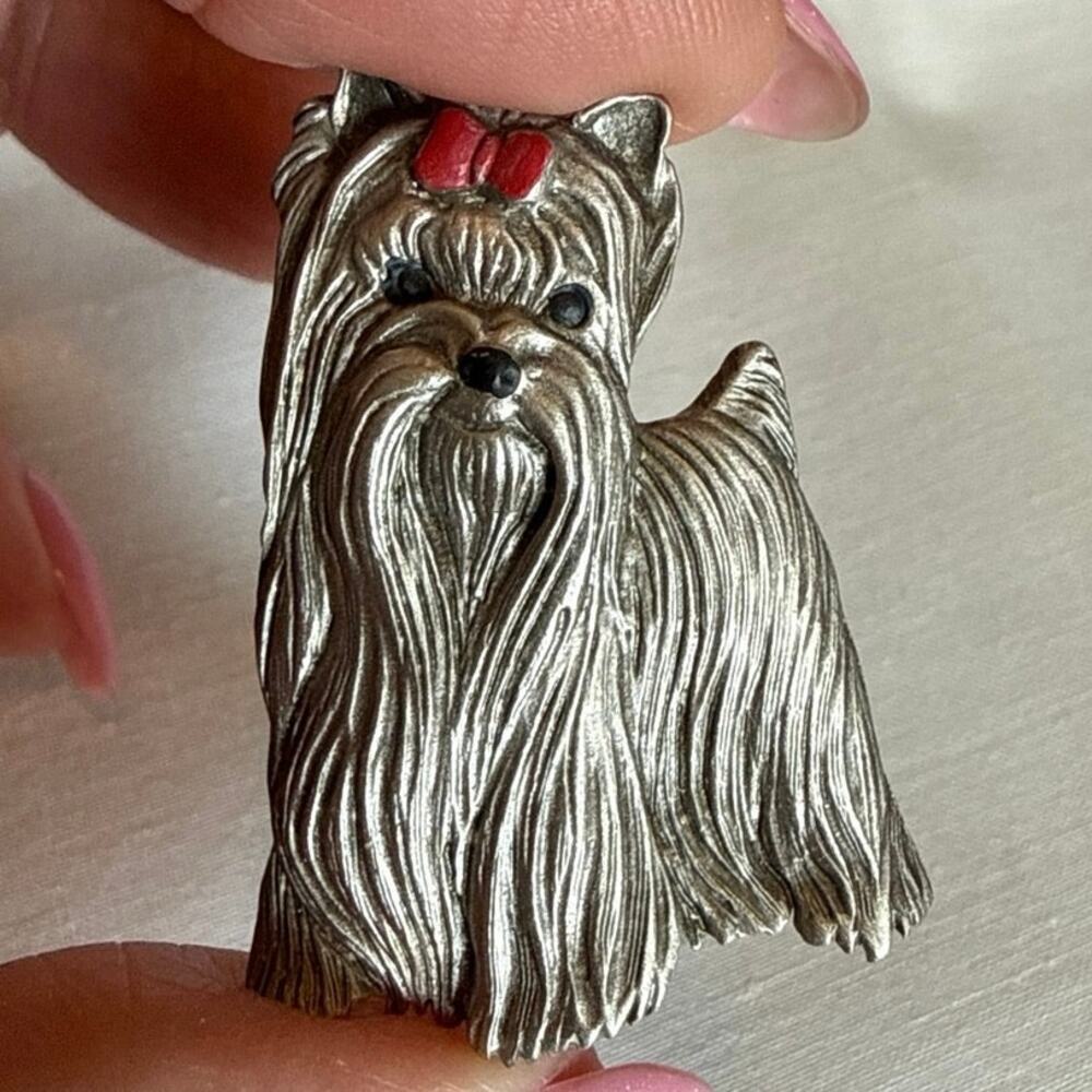 J.J. Pewter Dog Brooch – Yorkie Style Pup Pin